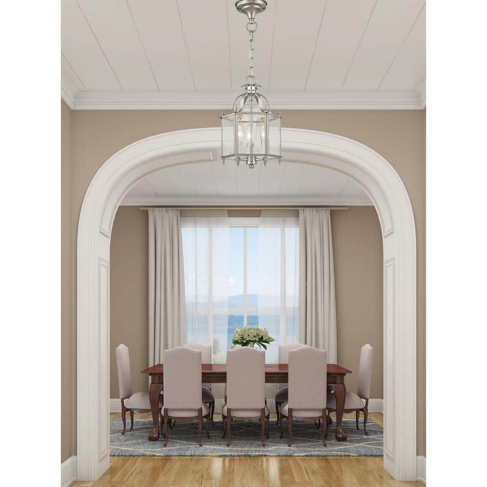 Elegant Brushed Nickel 3-Light Chandelier with Clear Beveled Glass
