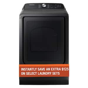 7.4 cu. ft. Vented Smart Front Load Gas Dryer with Steam Sanitize+ in Brushed Black