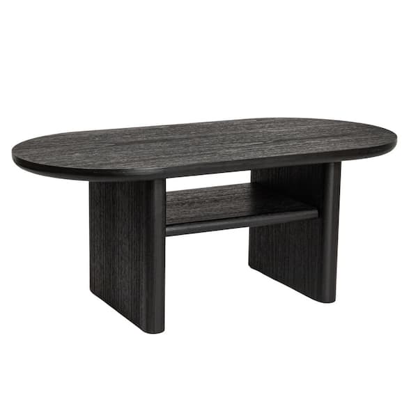 Storied Home 47.3 in. Black Oval Sturdy Wood Coffee Table