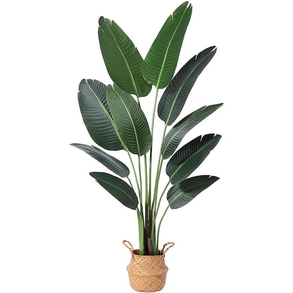 Cubilan 5 Ft Green Artificial Bird of Paradise Plants Fake Tropical Palm Tree