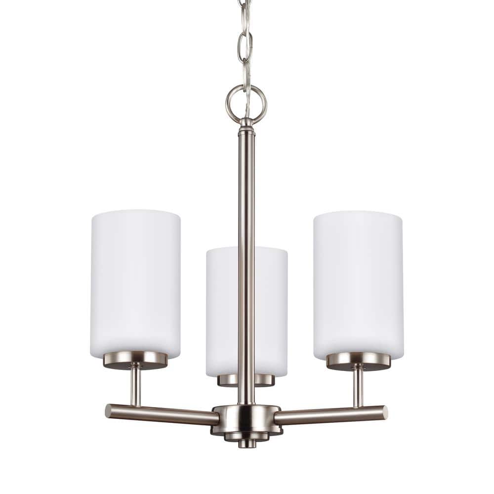 Oslo 3-Light Brushed Nickel Transitional Contemporary Hanging Chandelier with Opal Etched Glass Shades price history on PriceWatchPro
