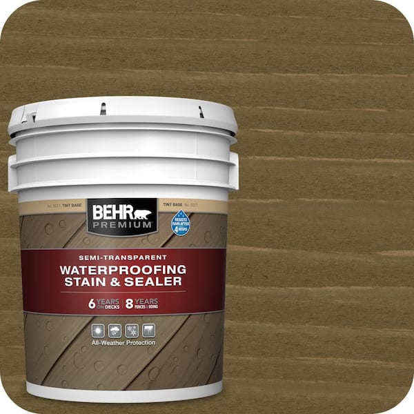 BEHR PREMIUM 5 gal. #ST-144 Gray Seas Semi-Transparent Waterproofing Exterior Wood Stain and Sealer