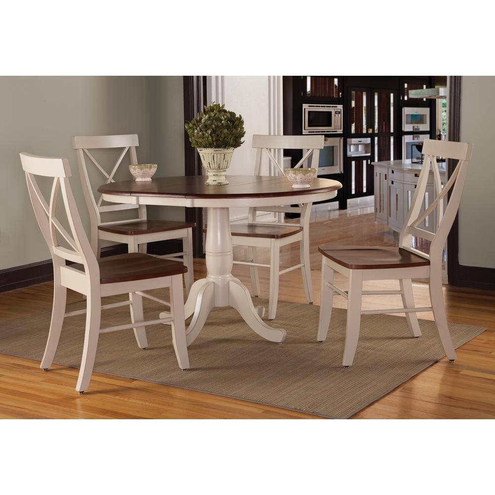 Antiqued Almond and Espresso Cross Back Wood Dining Chair
