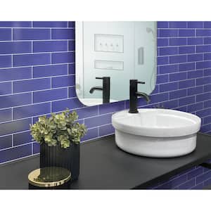 Blue 3-in. x 12-in. Matte Finished Glass Mosaic Floor and Wall Tile (5 Sq ft/case)
