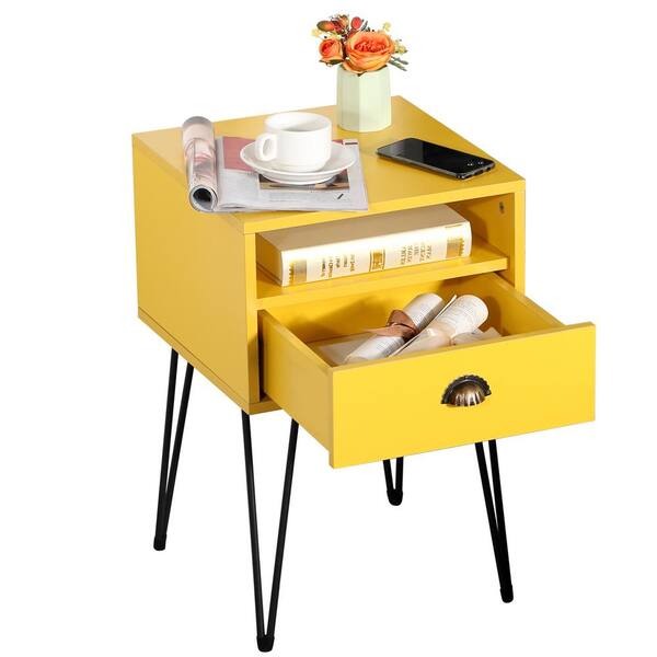 VECELO Nightstand 2-Tier Industrial End Side Table with Open VECELO Nightstand 2-Tier Industrial End Side Table with Open