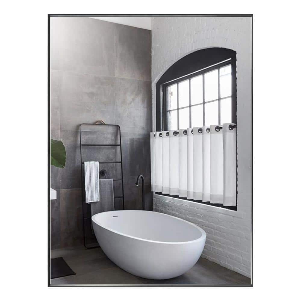 Black Aluminum Framed Rectangular Bathroom Vanity Mirror 36" x 27"