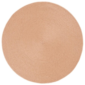 Braided Tan 4 ft. x 4 ft. Abstract Round Area Rug