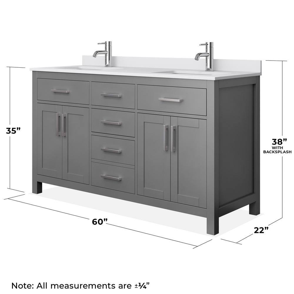 Beckett 60" Dark Gray Double Bathroom Vanity with Cultured Marble Top