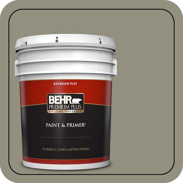 BEHR PREMIUM PLUS 5 gal. #N350-5 Muted Sage Flat Exterior Paint & Primer