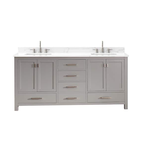 Avanity Modero 73 in. Double Sink Chilled Gray Bath Vanity with Cala ...