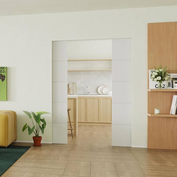 TENONER 60 in. x 80 in. 5-Panel, White UV Primed, Composite Solid