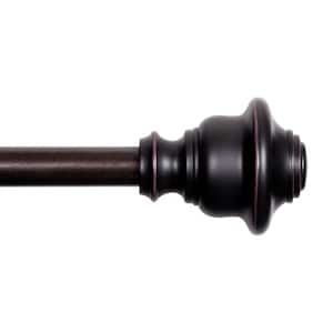 Fast Fit Easy Install Finn 36 in. - 66 in. Adjustable Single Curtain Rod 5/8 in. Dia., Weathered Brown with Finials