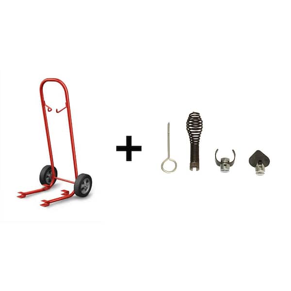 T-260 4Pc Drain Cleaning/Sewer Machine Cable Attachment Set and A382 Steel Transport Cart Bundle
