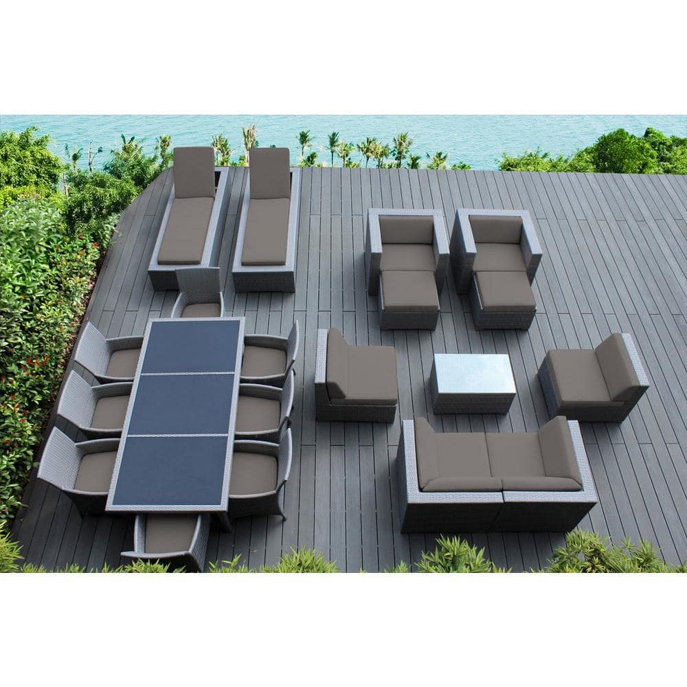 Gray 20-Piece Wicker Patio Combo Conversation Set with Sunbrella Taupe Cushions price history on PriceWatchPro