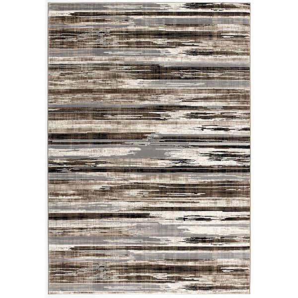 Montage Collection - Modern Runner Area Rug (7x10 feet) Abstract - 6'6" x 9'4", Beige