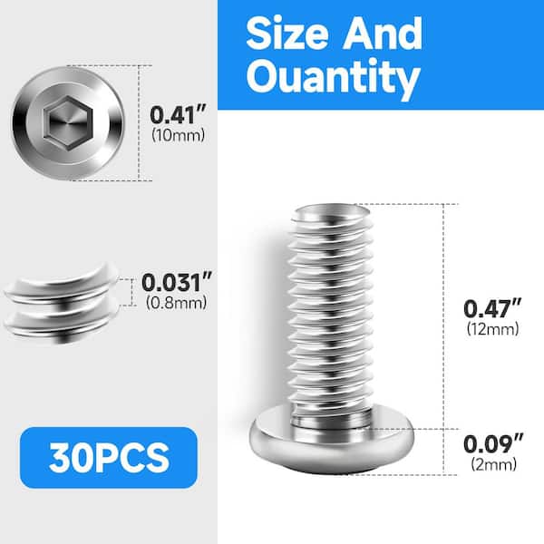 M5 x 12 mm Stainless Steel Hex Button Head Socket Screw (30-Pack)