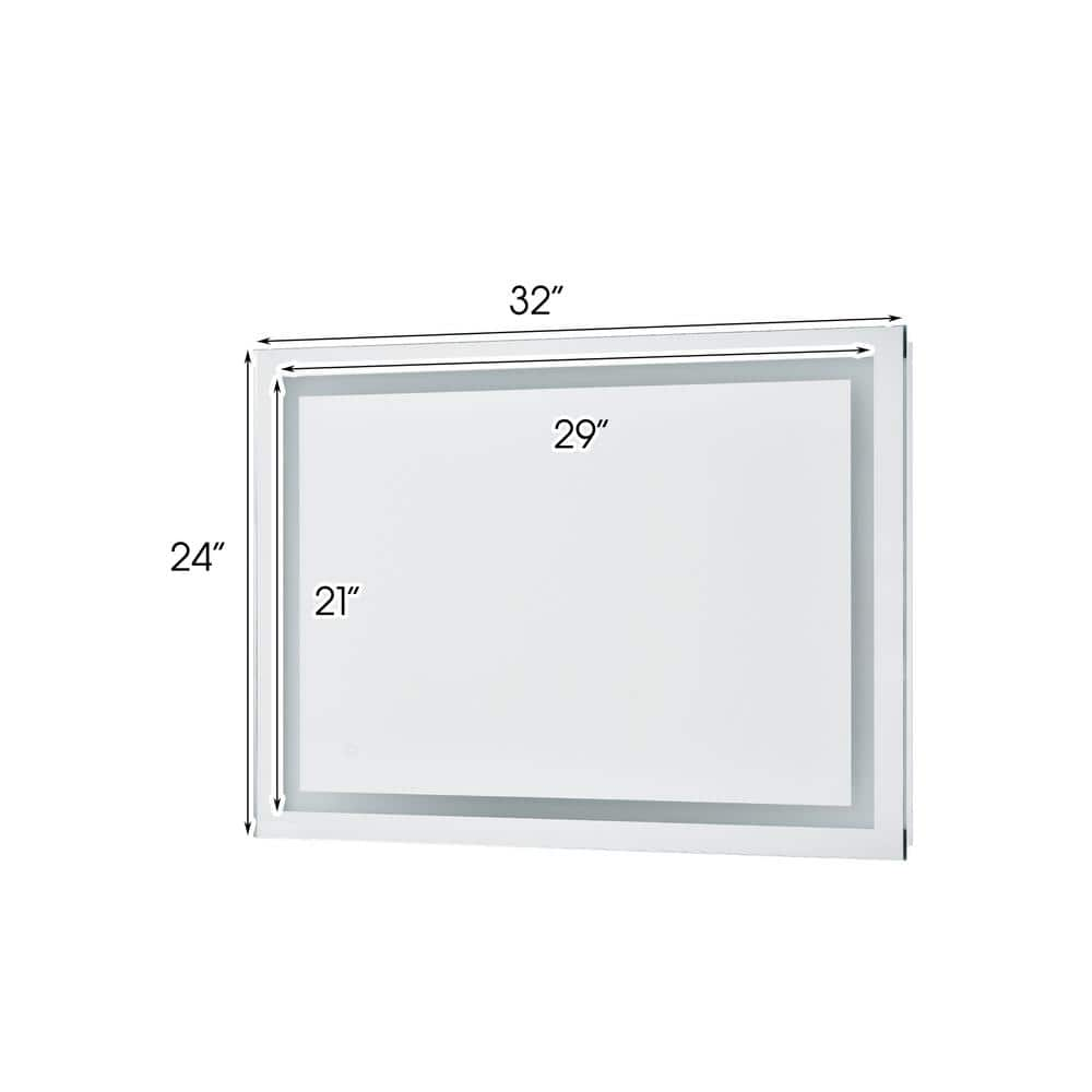 taholi 32 in. W x 24 in. H Rectangular Frameless LED Lighted Wall ...