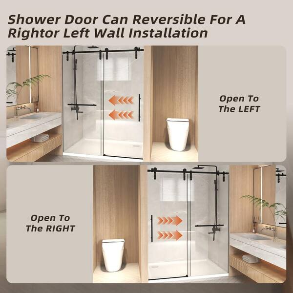ZXDDMS 56 in.-60 in.W x 76 in.H Frameless Single Sliding Shower