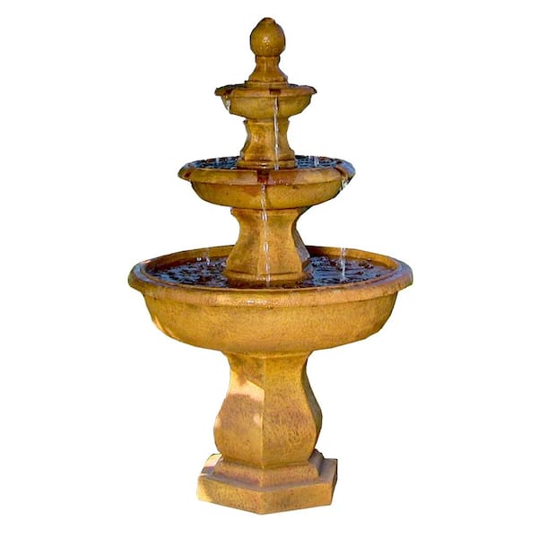 Sunnydaze 40 in. 3-Tier Tropical Outdoor Water Fountain