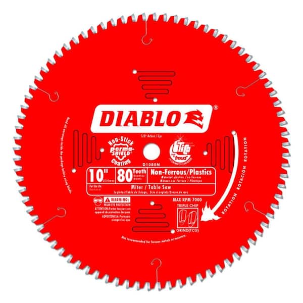 DIABLO 10in. x 80-Teeth Aluminum Saw Blade for Medium Non-Ferrous Metal and Plastics