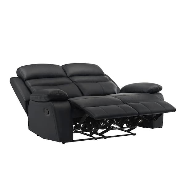 Lazzara Edelia 64 in. W Black Leather Manual Double Reclining 2