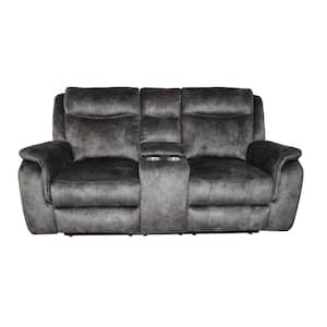 New Classic Furniture Park City 73 in. Slate Fabric 2-seater Loveseat with Dual Recliners