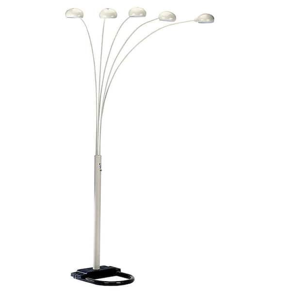 HomeRoots 84 in. White 5-Light Arc Floor Lamp with White Dome Shade