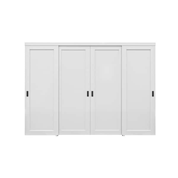 120 in. x 80 in. Paneled 1-Lite Blank Pattern White Primed MDF Sliding Door with Hardware Kit