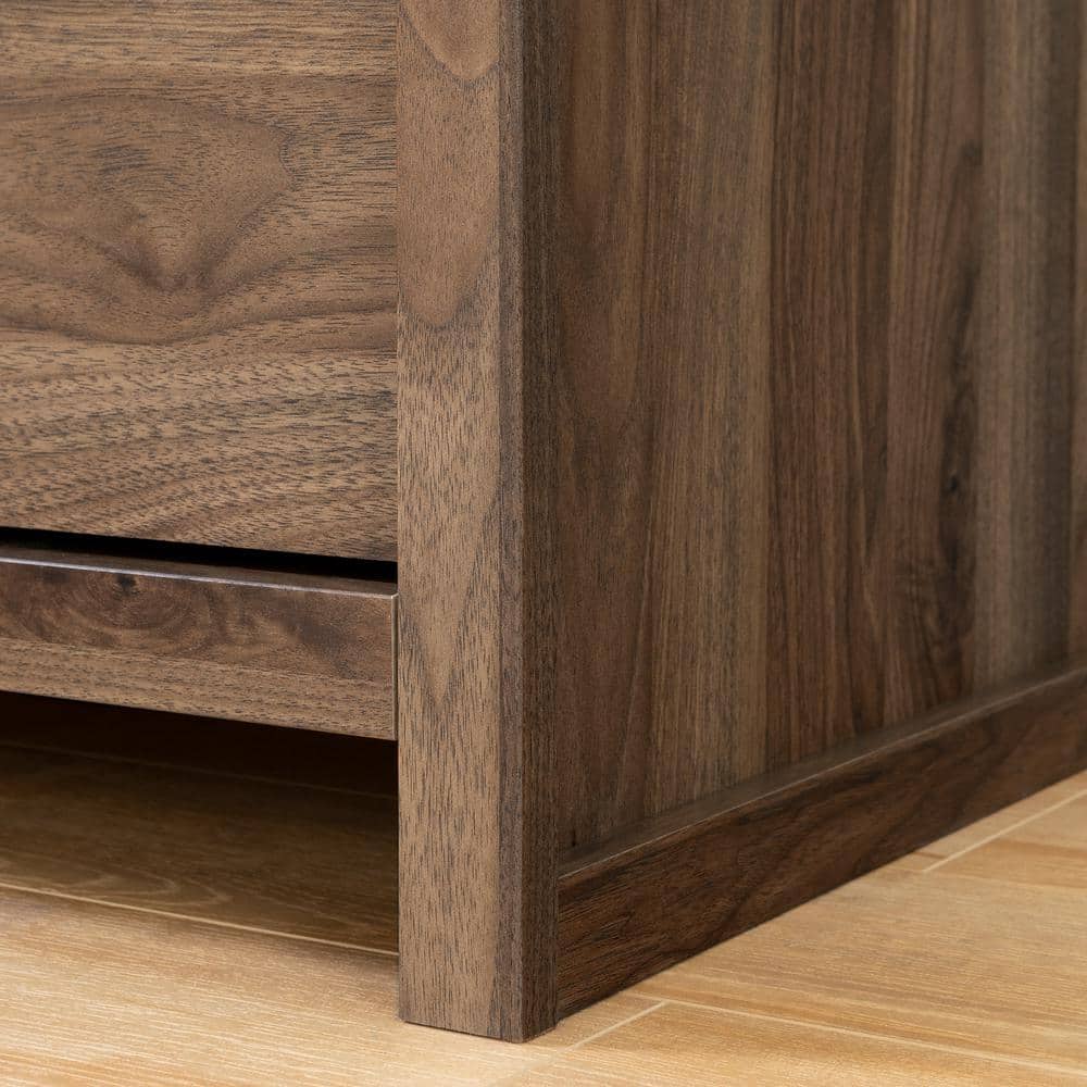 Natural Walnut 2-Drawer Nightstand with Black Handles
