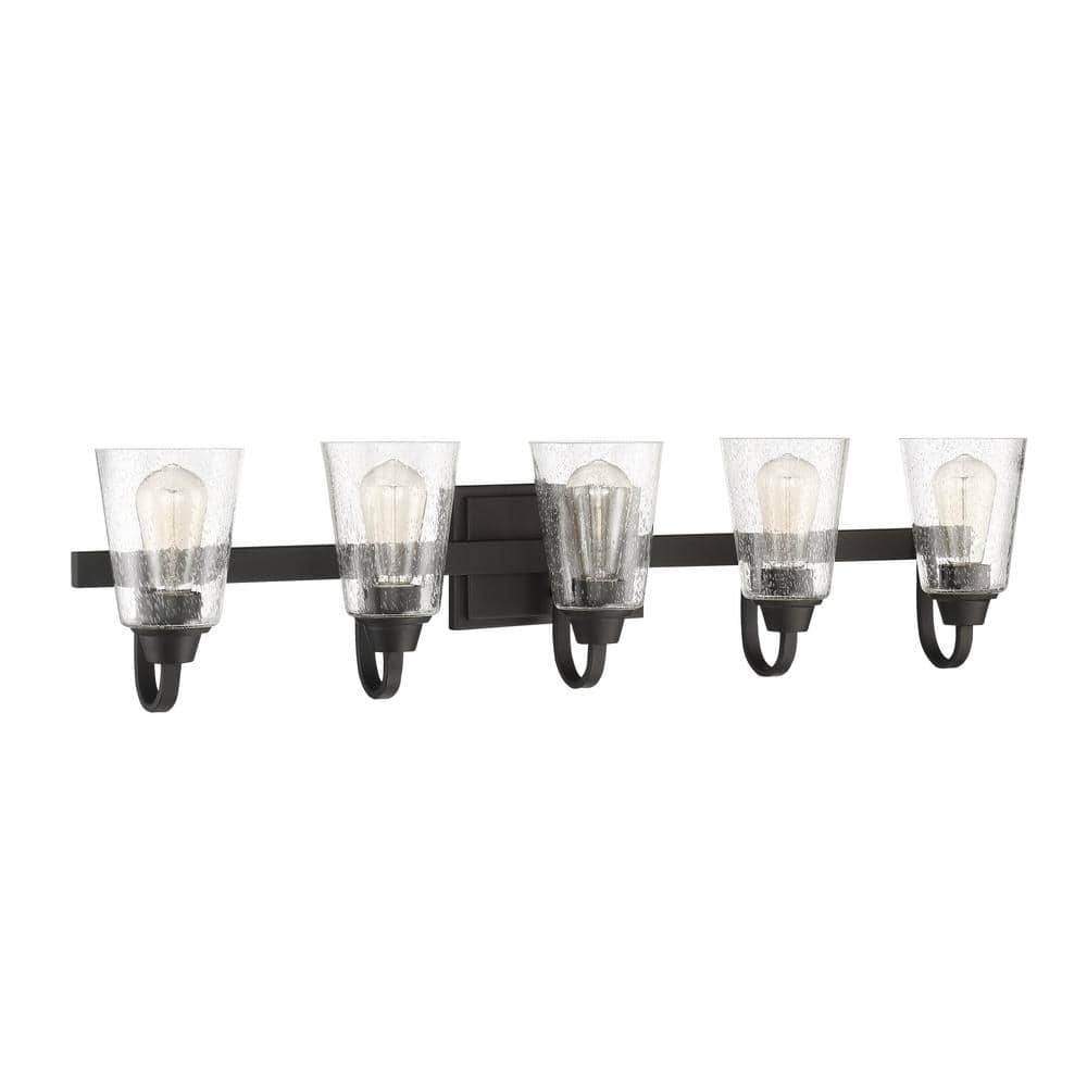Grace 37 in. 5-Light Espresso Finish Vanity Light with Seeded Glass price history on PriceWatchPro