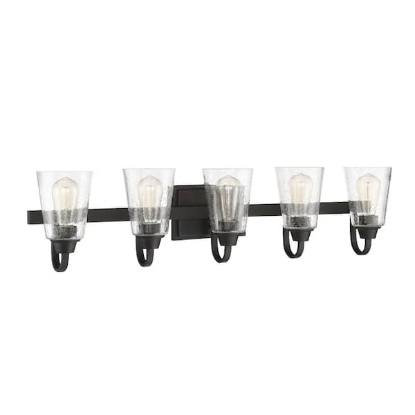 CRAFTMADE Grace 37 in. 5-Light Espresso Finish Vanity Light with Seeded Glass