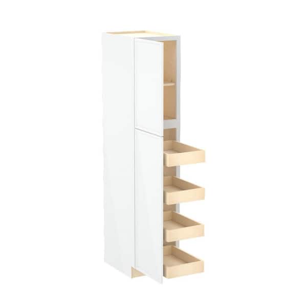 Franklin 18 in. W x 24 in. D x 84 in. H Assembled Plywood Pantry Kitchen Cabinet in Vesper White with 4ROT Soft Close LH
