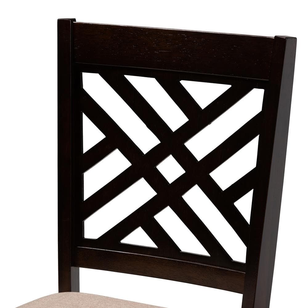 Caron Mahogany Rubberwood Dining Chairs with Lattice Back, Set of 4