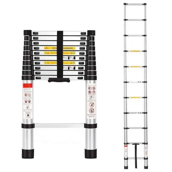 10.5 ft. Aluminum Portable Extension Ladder with 300 lbs. Load Capacity Type IA Duty Rating
