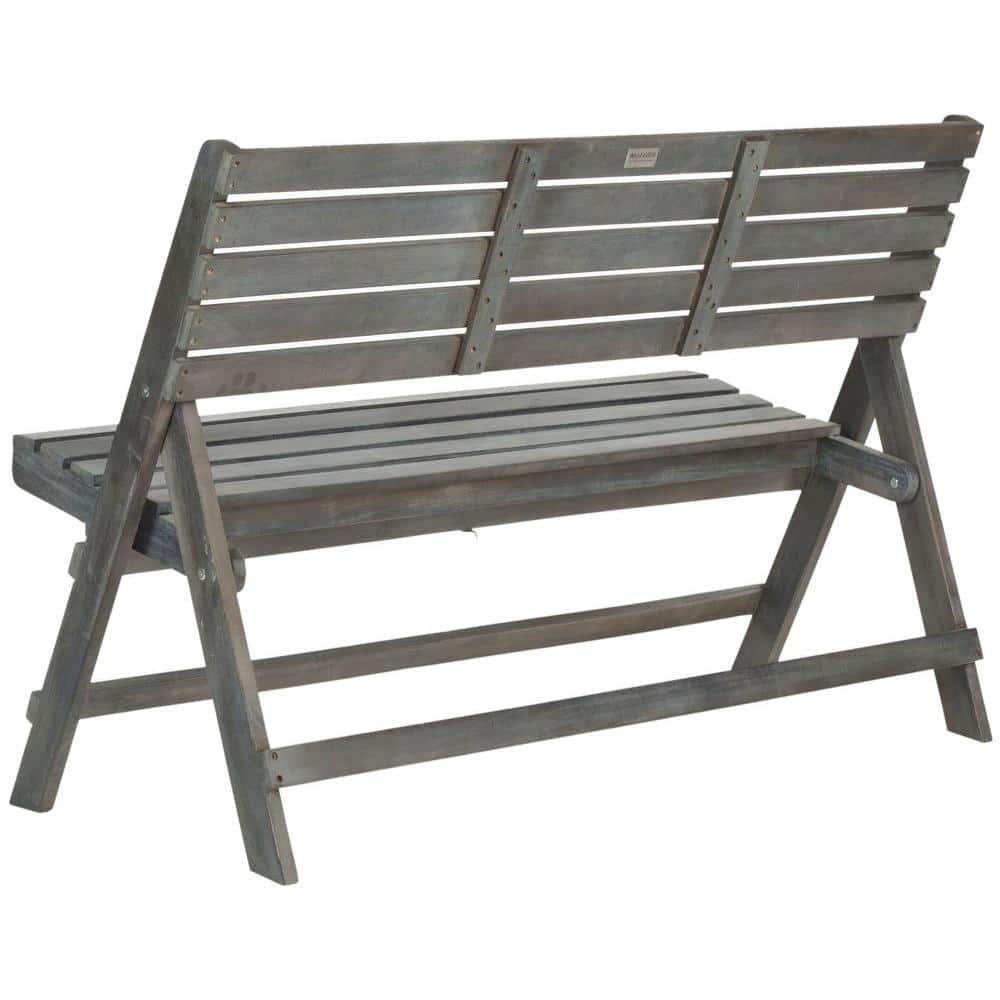 Ash Grey Acacia Wood Folding Outdoor Bench