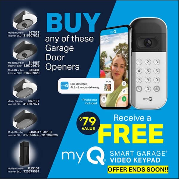 Wall Mount Drive Ultra-Quiet Smart Garage Door Opener with Battery Backup and WiFi Connection