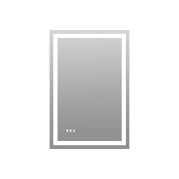 24 in. W x 36 in. H Rectangular Aluminum Framed Wall Mount LED Light Bathroom Vanity Mirror in Transparent