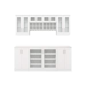 Home Bar 21 in. White Cabinet Set (8-Piece)