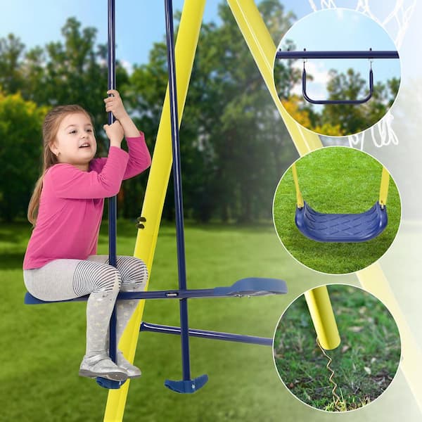 metal horizontal ladder swing set with slide