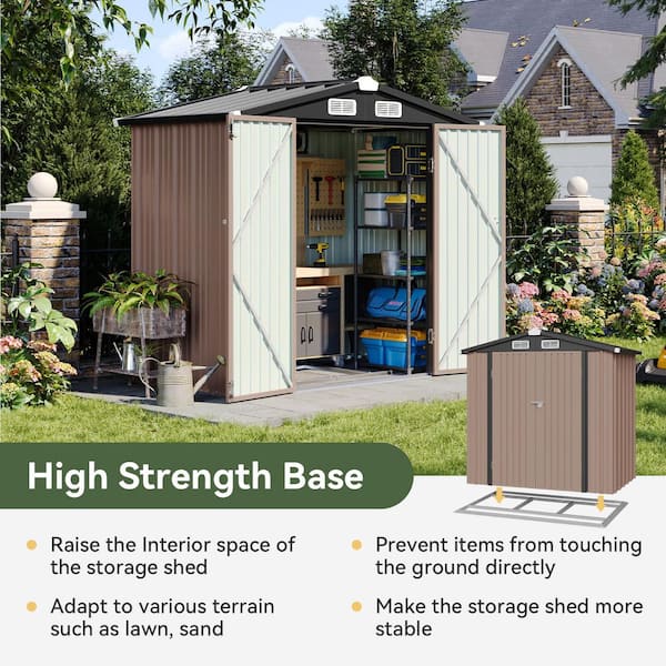 Sizzim 6 ft. W x 4 ft. D Storage Metal Shed with Metal Floor Base