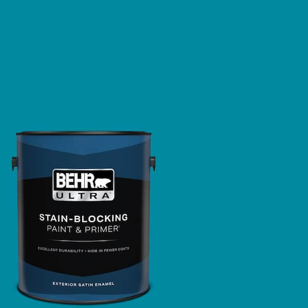 BEHR ULTRA 1 gal. #P480-6 Aruba Blue Satin Enamel Exterior Paint & Primer