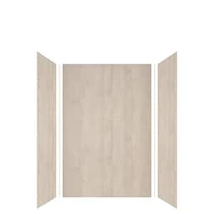 Expressions 36 in. x 48 in. x 72 in. 3-Piece Easy Up Adhesive Alcove Shower Wall Surround in Bleached Oak