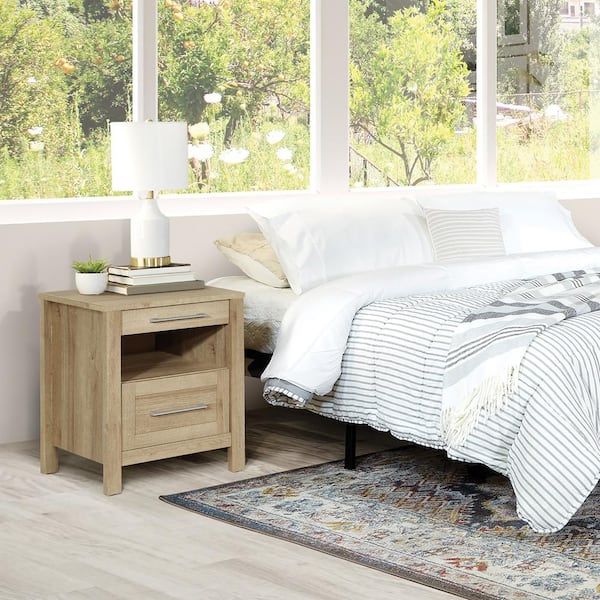 OSP Home Furnishings Stonebrook Nightstand with 2 USB Ports in Canyon Oak Finish