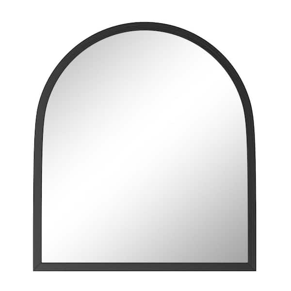 JUJABU 35 in. W x 31 in. H Arched Wooden Black Framed Wall-Mounted Vanity Mirror (Set of 2)
