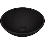 Matte Shell Cavalli Glass Round Vessel Bathroom Sink in Black