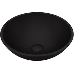 Cavalli Modern Black Matte Shell Glass Round Vessel Bathroom Sink