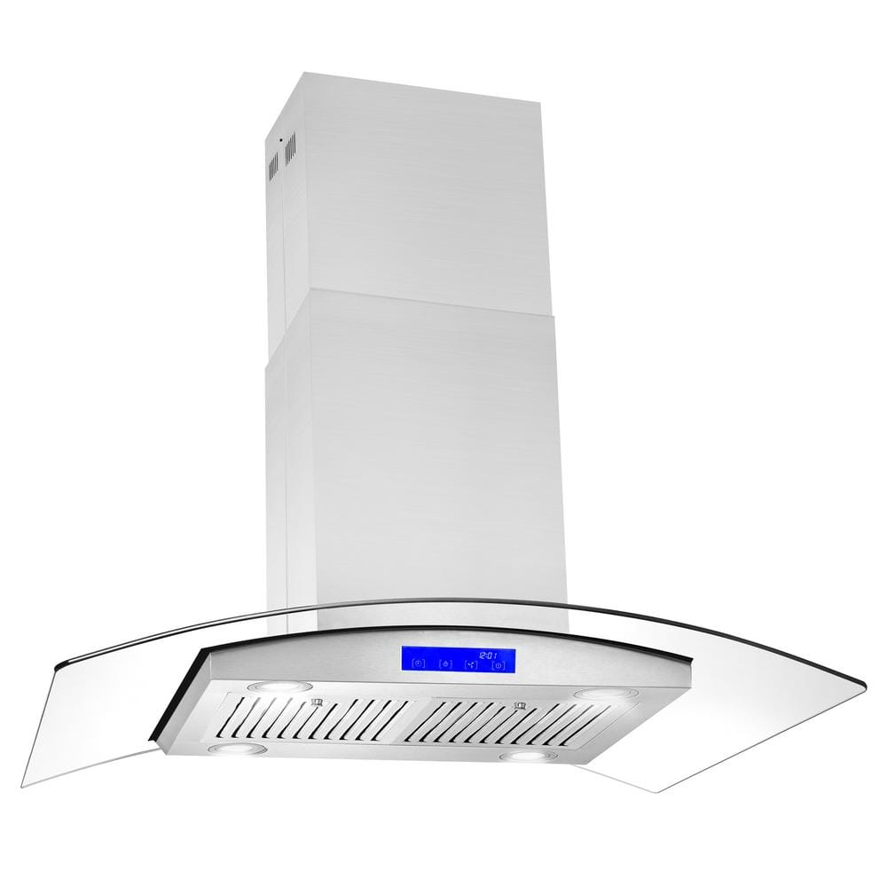 Cosmo 36" Stainless Steel Convertible Island Range Hood with LED Lighting