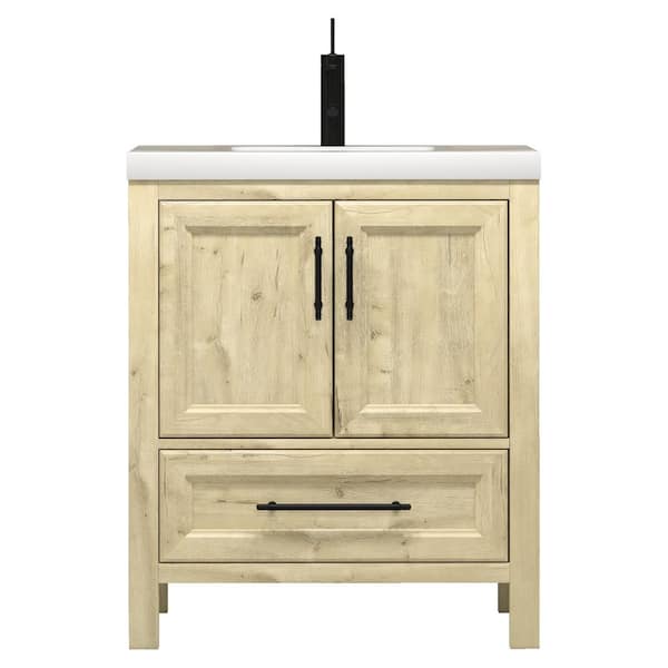 VIV 30 in. W x 20 in. D x 35 in. H Single Sink Freestanding Bath Vanity in Pale French Oak with White Acrylic Top
