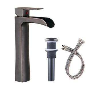 Waterfall Single Hole Single-Handle Vessel Sink Faucet with Pop Up Drain without Overflow in Oil Rubbed Bronze