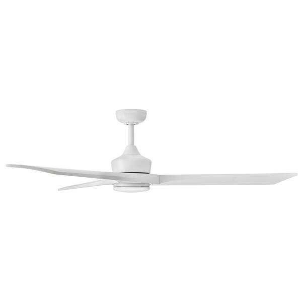 HINKLEY - Sculpt 60.0 in. Indoor/Outdoor Integrated LED Matte White Ceiling Fan with Remote Control